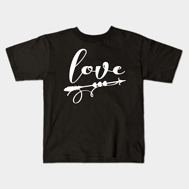 Love For Women Scripted Arrow Valentine & Hearts Gift Kids T-Shirt by Kimmicsts